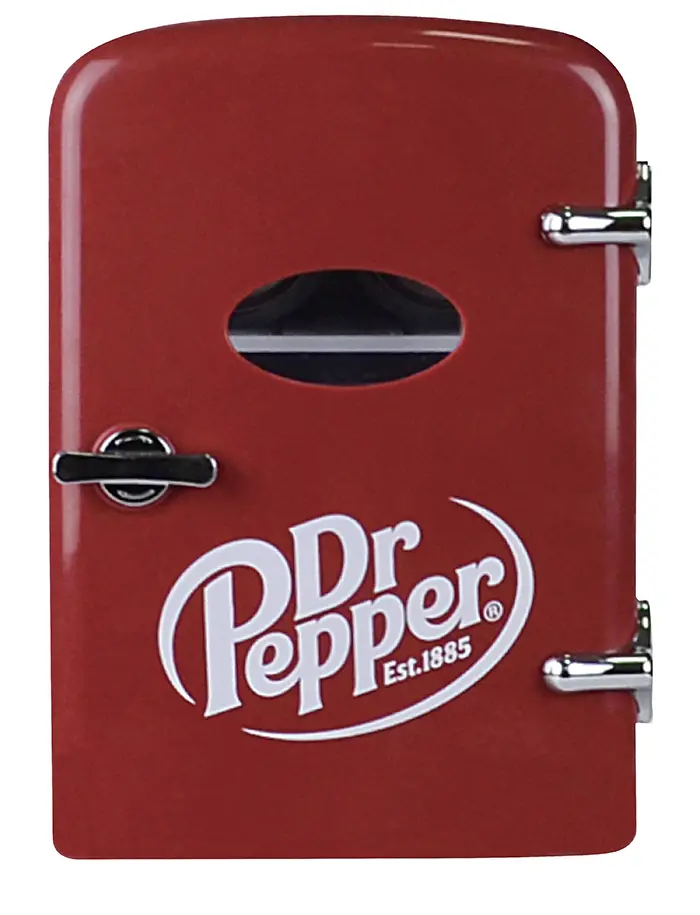 dr pepper mini fridge front