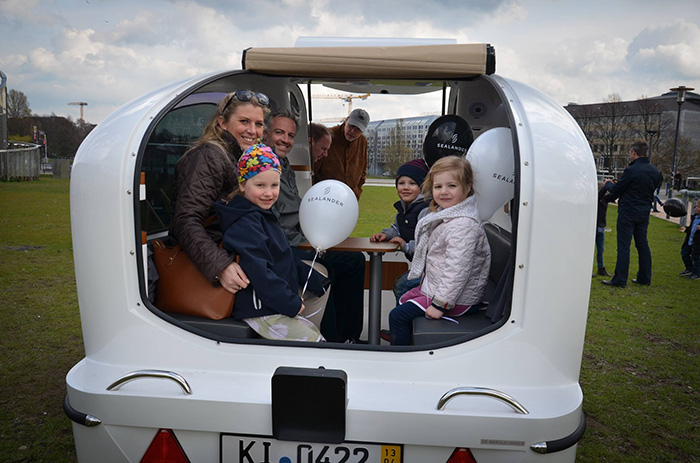 family aboard the sealander