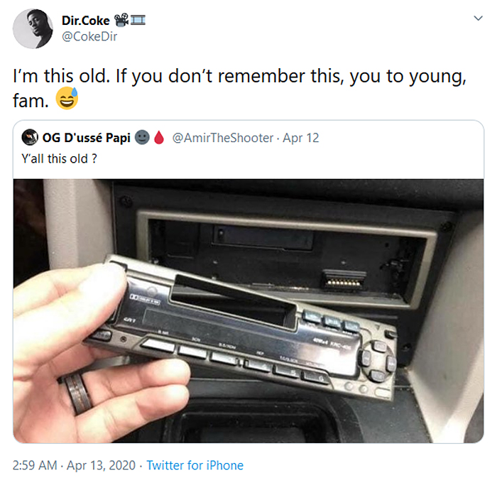i am this old tweet car cassete player