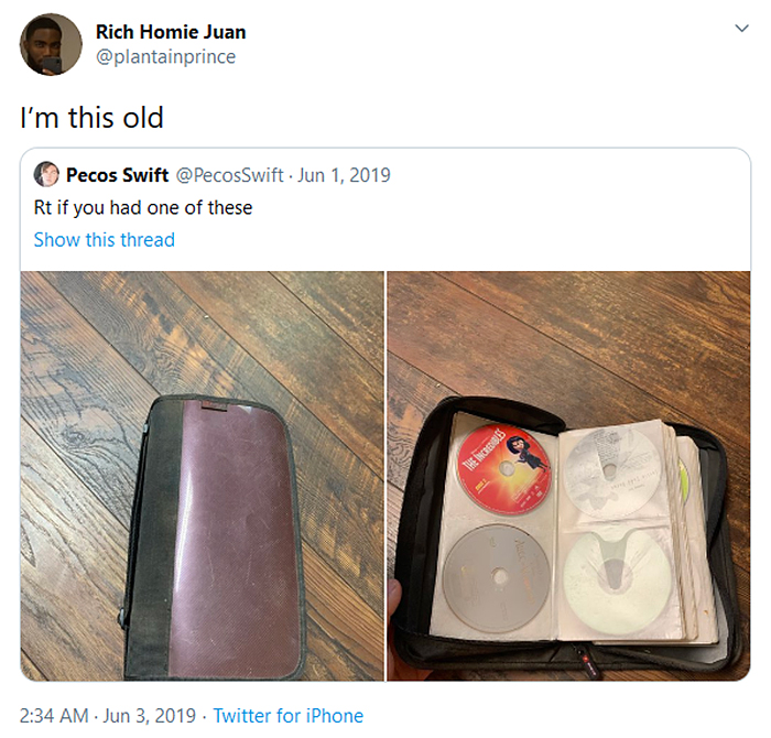 i am this old tweet cd bag