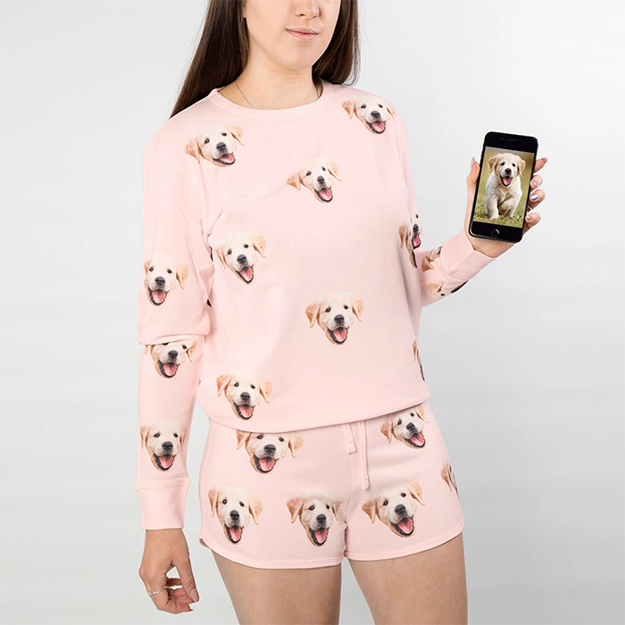 ladies loungewear set dog's face print