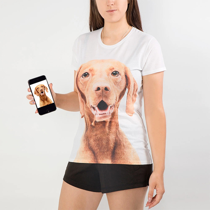 ladies shirt dog's face print