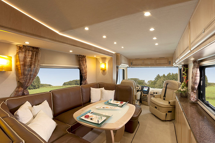 luxury motorhome common area