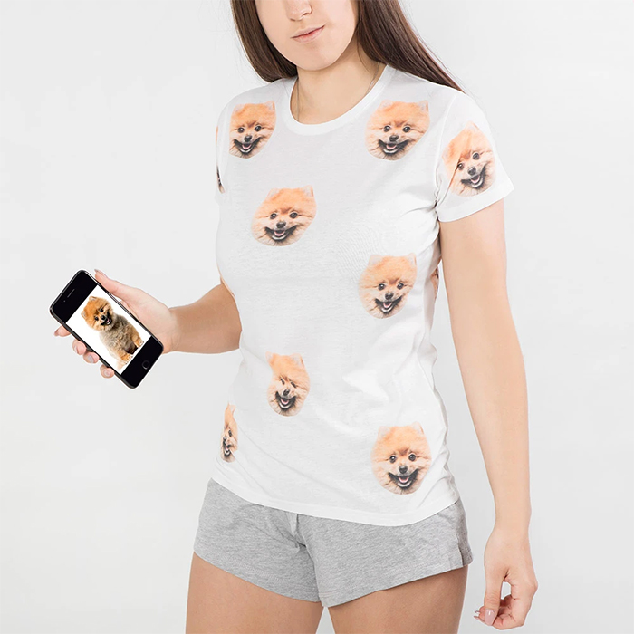 pyjama set with dog's face printed