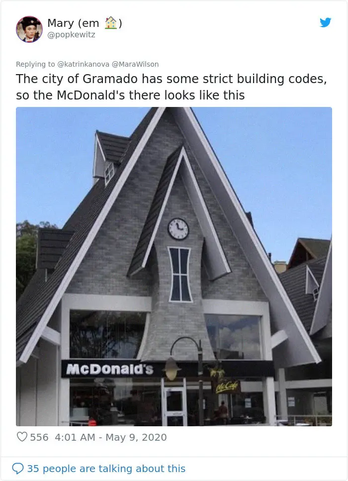 strange mcdonald's gramado triangular roof