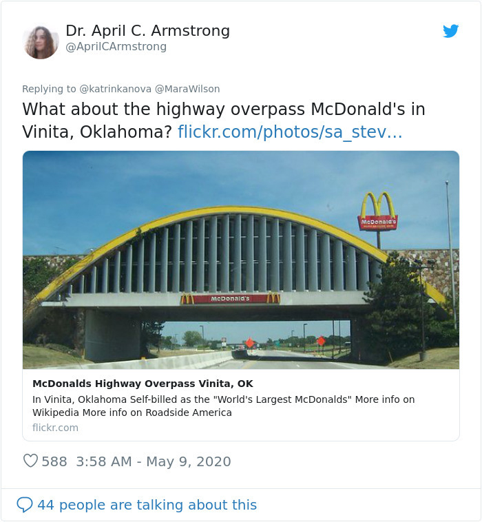 strange mcdonald's highway overpass vinita oklahoma