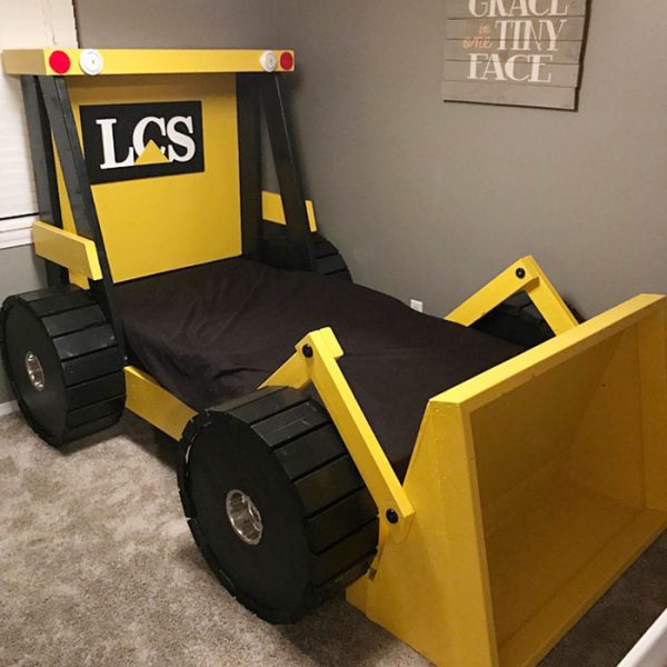 This Construction Truck Bed For Kids Comes With A BuiltIn Bookshelf