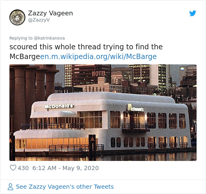 weird fast-food chain design mcbarge