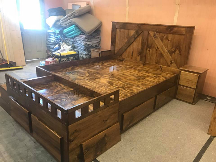 wooden king bed with customized extension