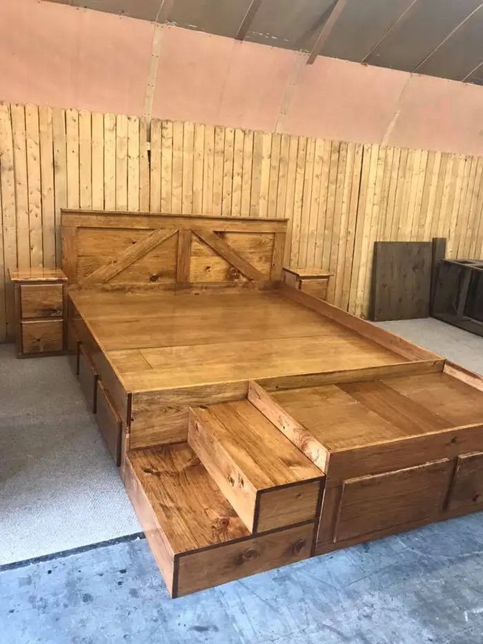 Wooden Kingsize Bed With An Extra, Double Bed With Dog Attached