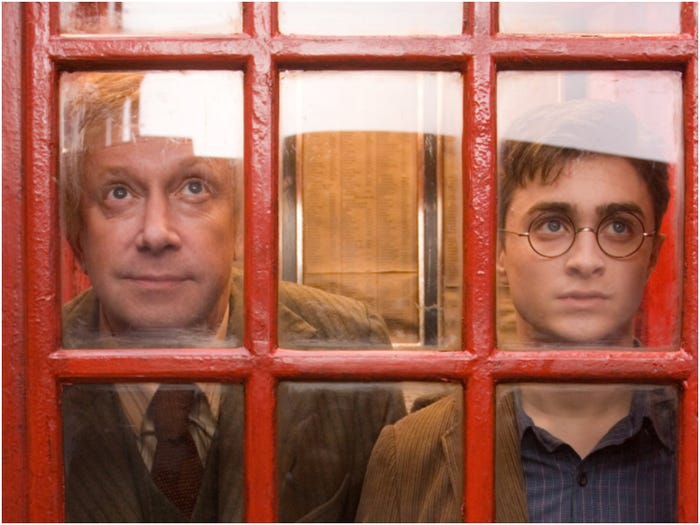 Arthur Weasley and Harry Potter at Ministry of Magic