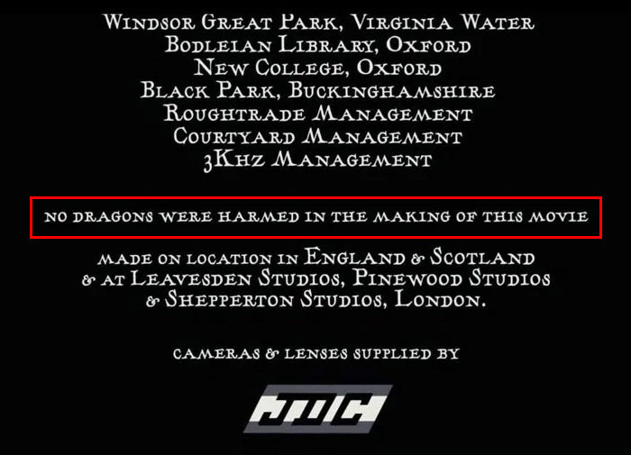 Harry Potter and the Goblet of Fire End Credits Disclaimer