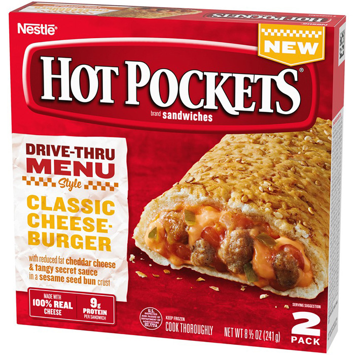 Hot Pockets Drive-thru Menu Style Classic Cheese Burger.