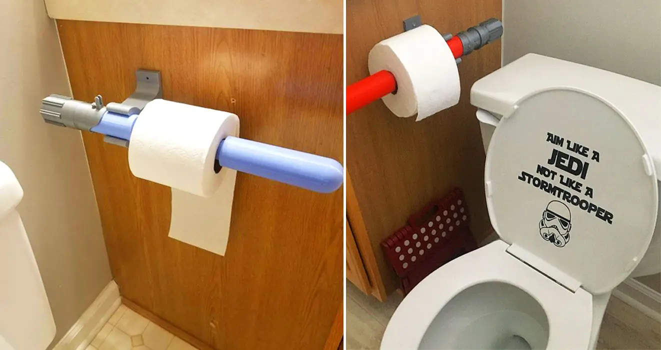 Lightsaber mounted toilet paper holder