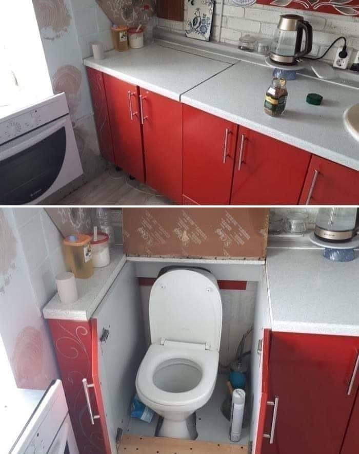 bad kitchen designs toilet bowl inside cabinet