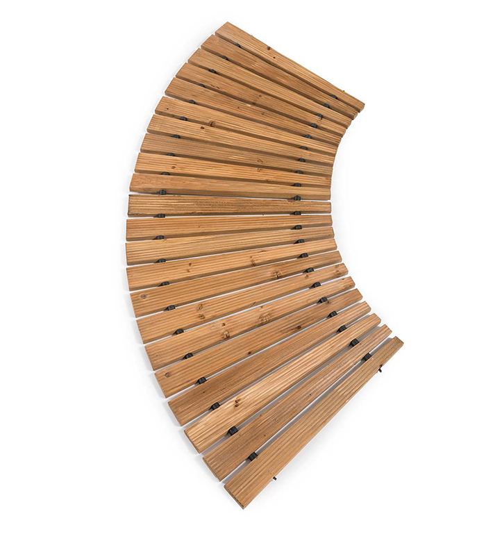 hardwood planks garden pathway curved