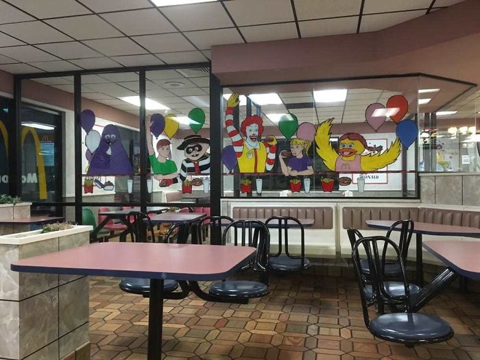 nostalgic window decal fast food