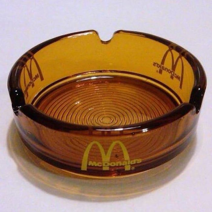 old amber glass ashtrays