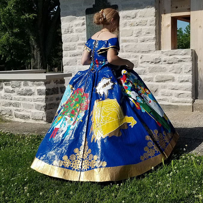 peyton manker in motion while wearing her diy prom dress