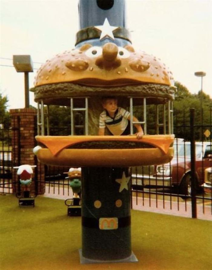 playground outside fast food restaurant