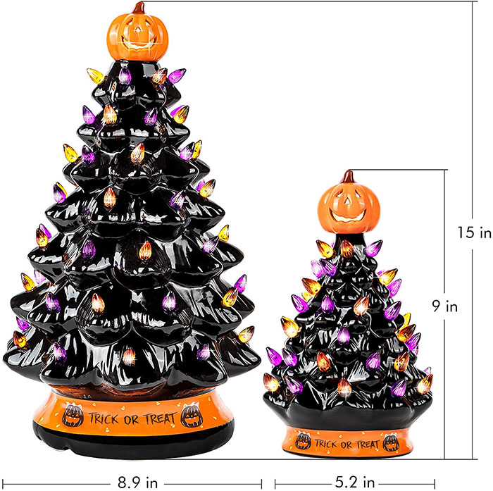 15 and 9 inch black ceramic trees