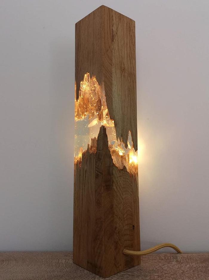 Decor Light Made of Resin and Wood