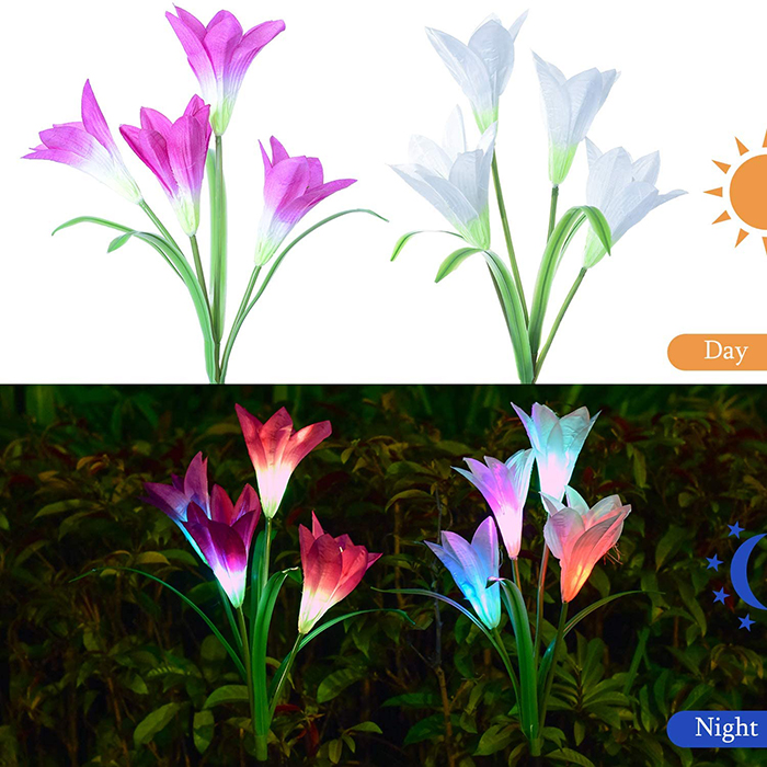 Light-up Faux Lily Decoration Day VS Night