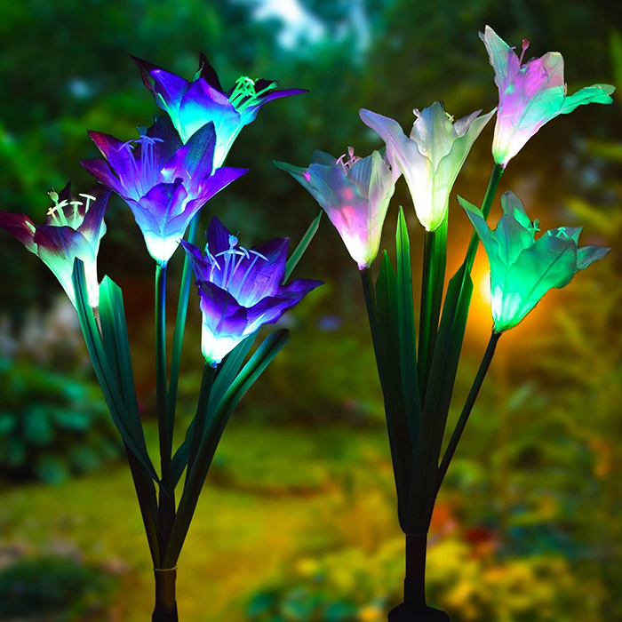 Illuminating Faux Lily Decoration for Outdoor Garden