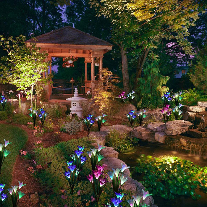 Solar-Powered Lily Flower Lights