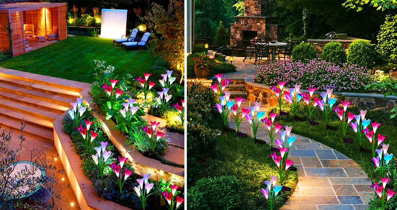 Solar-Powered Lily Flower lights