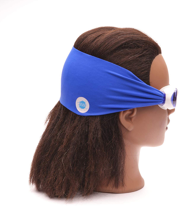 Swimming Eyewear with Protective Fabric for Hair Blue