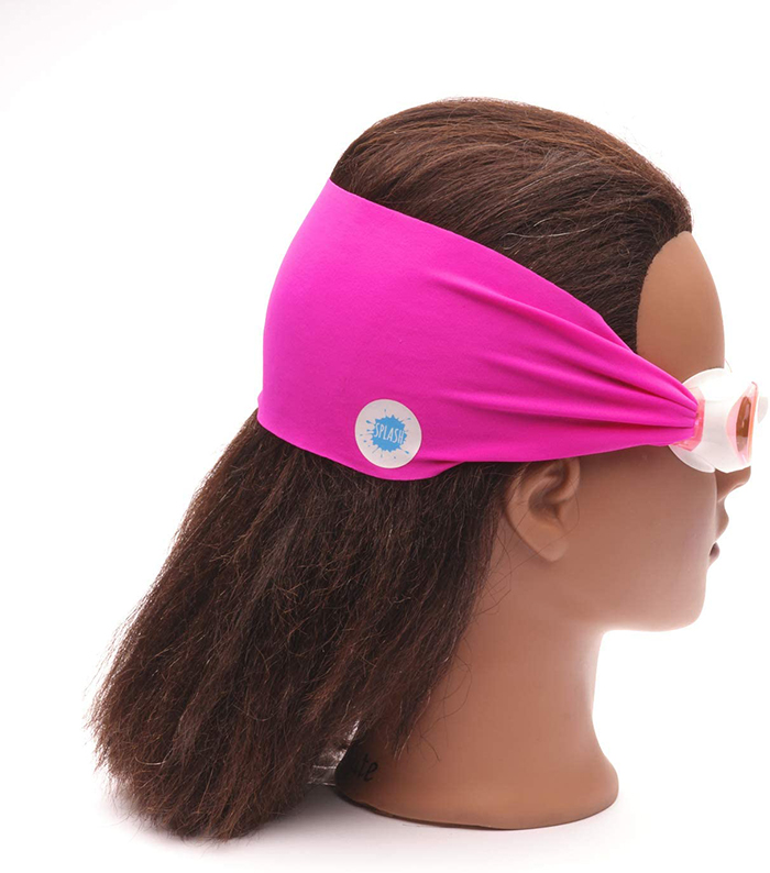 Swimming Eyewear with Protective Fabric for Hair Pink