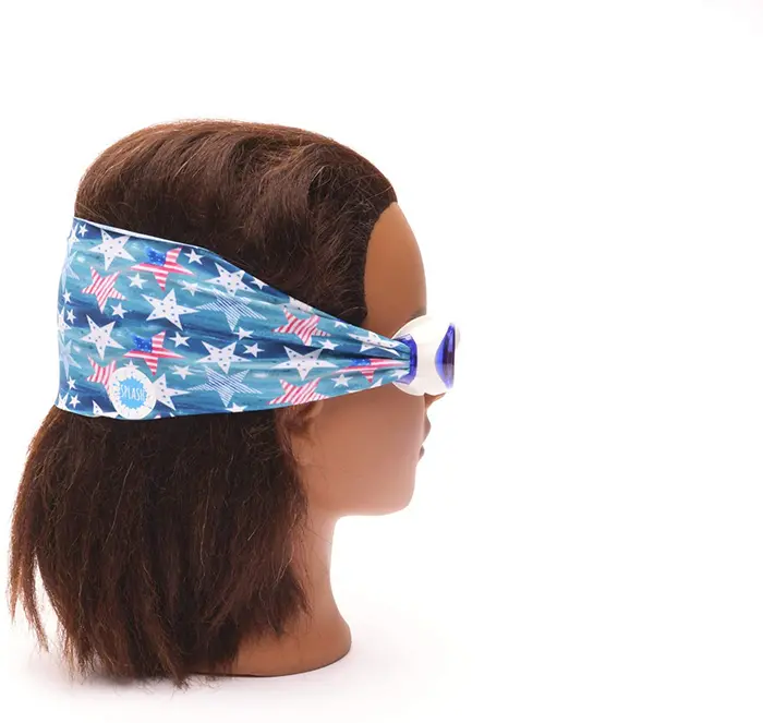 Swimming Eyewear with Protective Fabric for Hair in American Flag Print