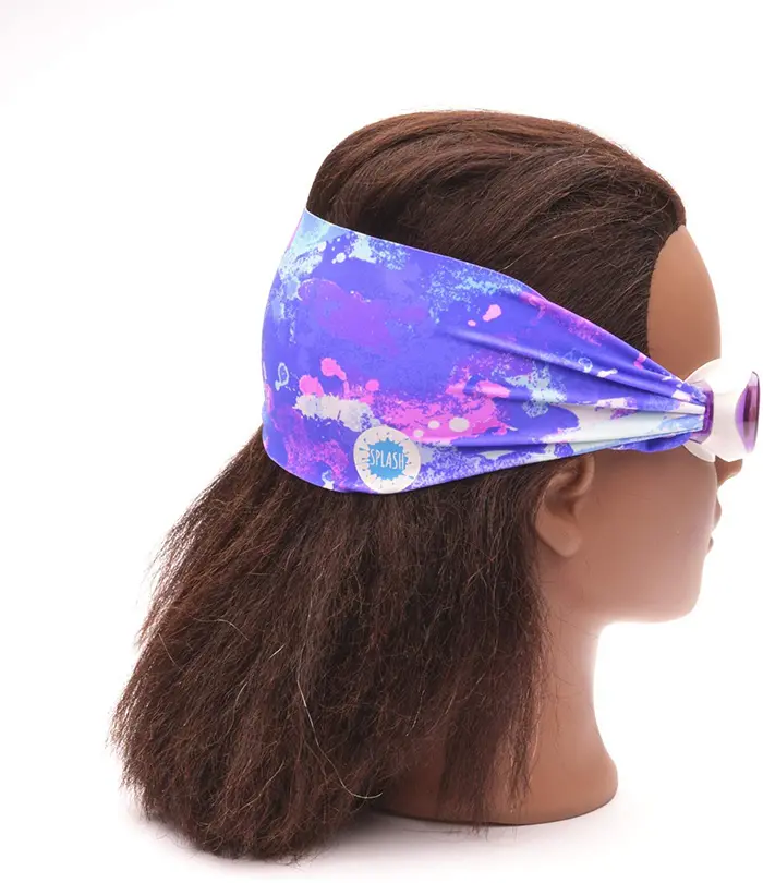 Swimming Eyewear with Protective Fabric for Hair in Unicorn Splashes Print