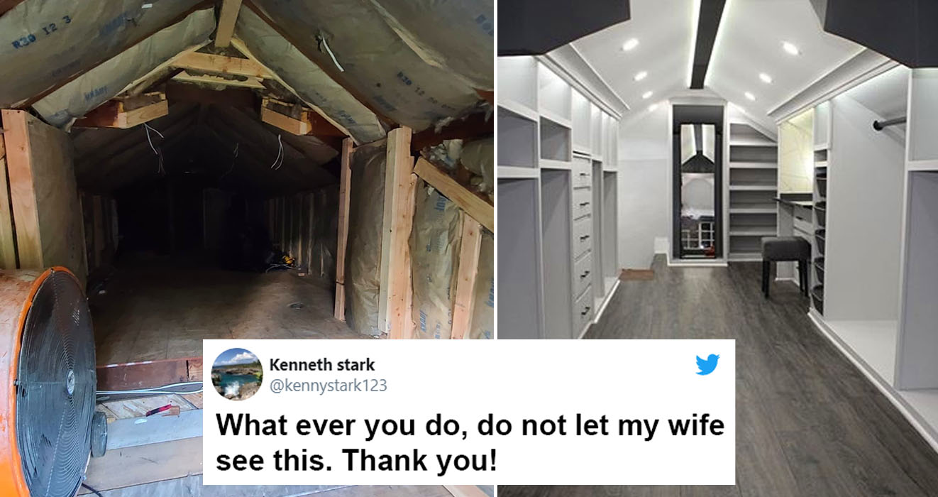 Husband Transforms Attic Into Dream Closet For His Wife And It S Gone Viral