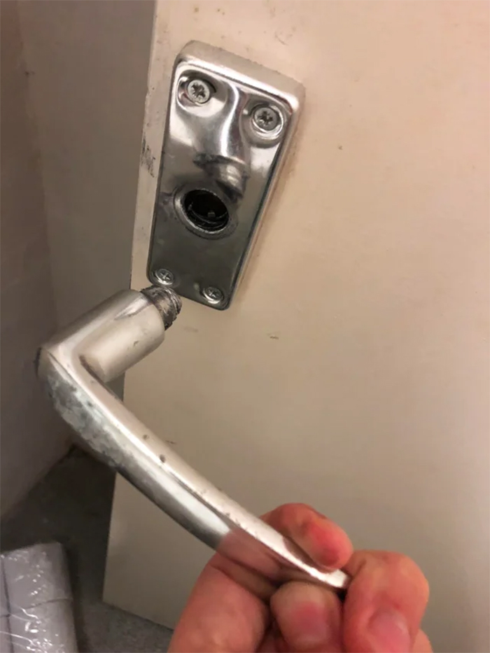 broken door knob is shocked