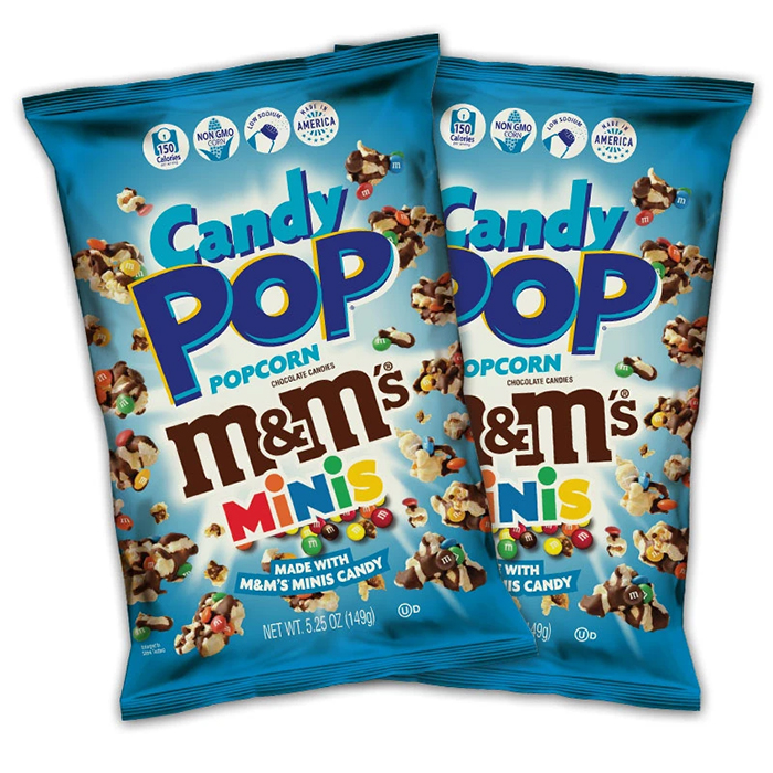 candy pop popcorn with m&m's minis