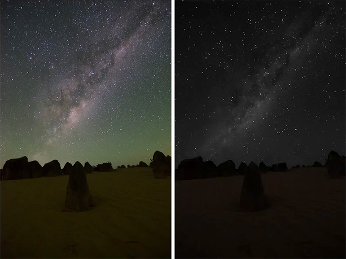 comparison images milky way night sky