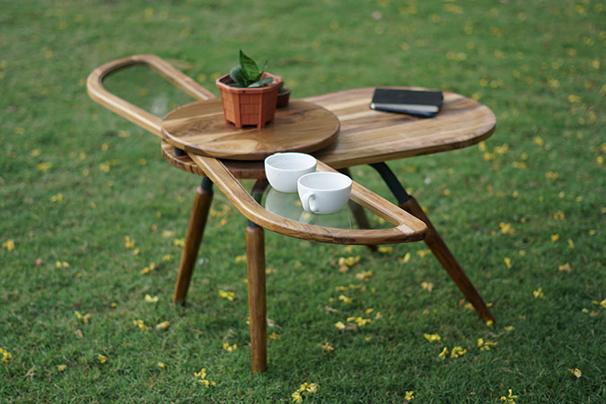 elytra the beetle-inspired coffee table with its wings fully extended