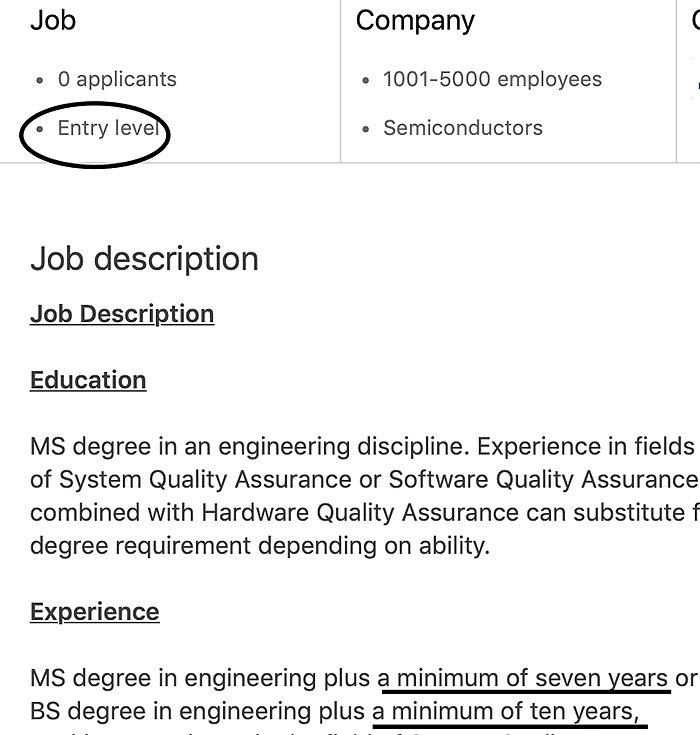 entry level job requirements applying for a job