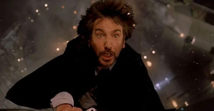 film trivia die hard alan rickman petrified expression