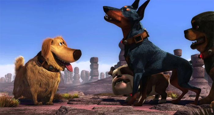 film trivia disney up dug hunter dog