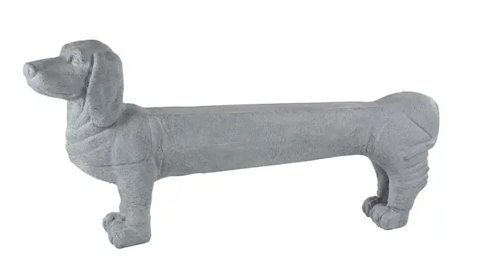 grey polystone dachshund garden bench