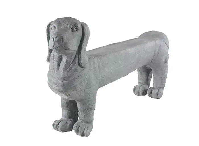 grey polystone wiener dog bench