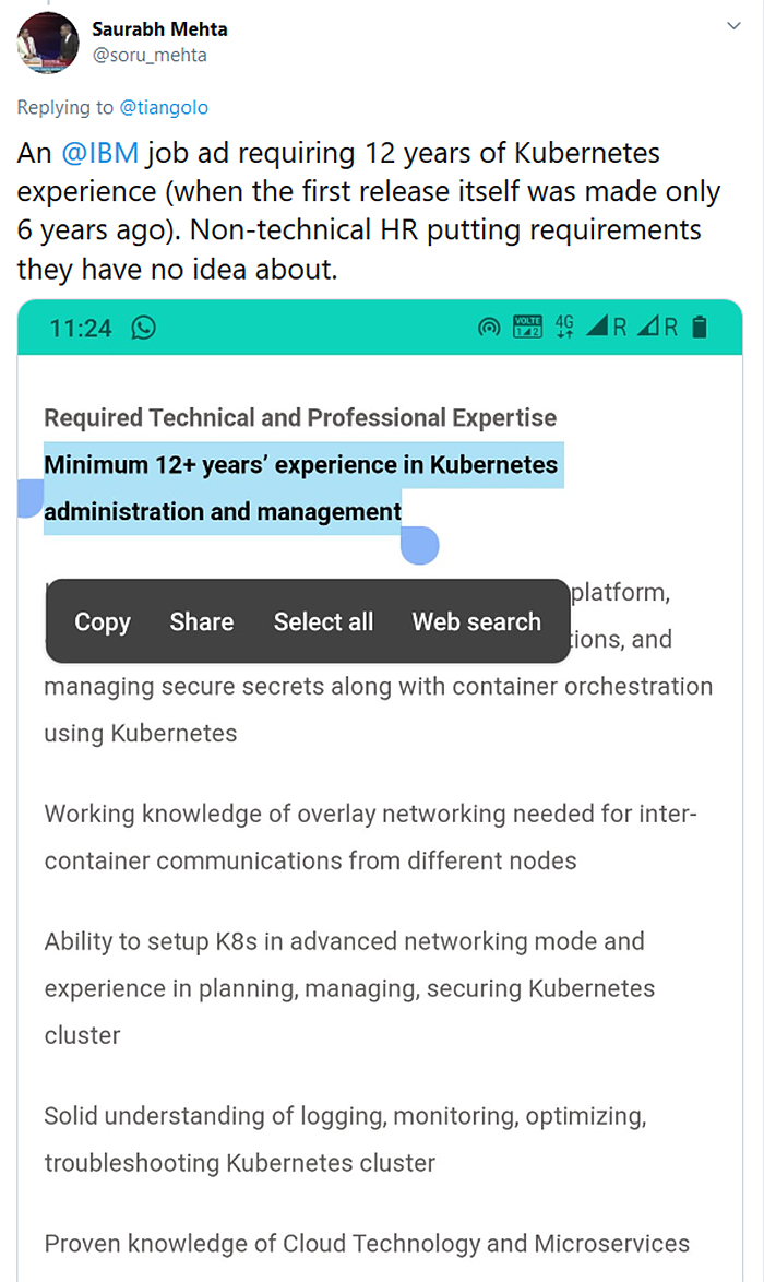 ibm ad requires 12 years of experience