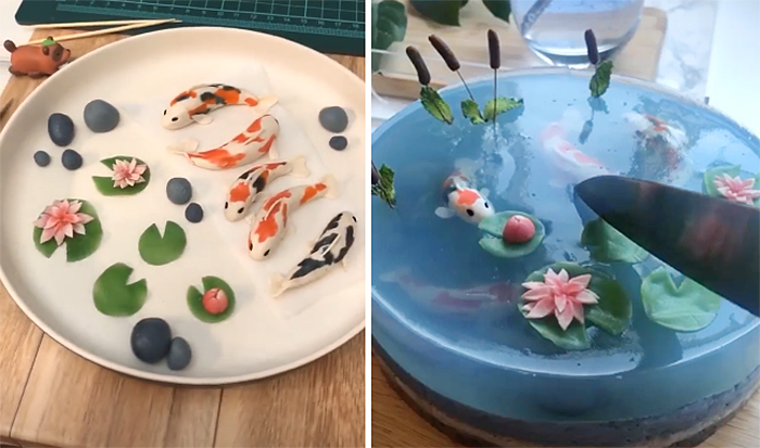 koi pond transparent cake