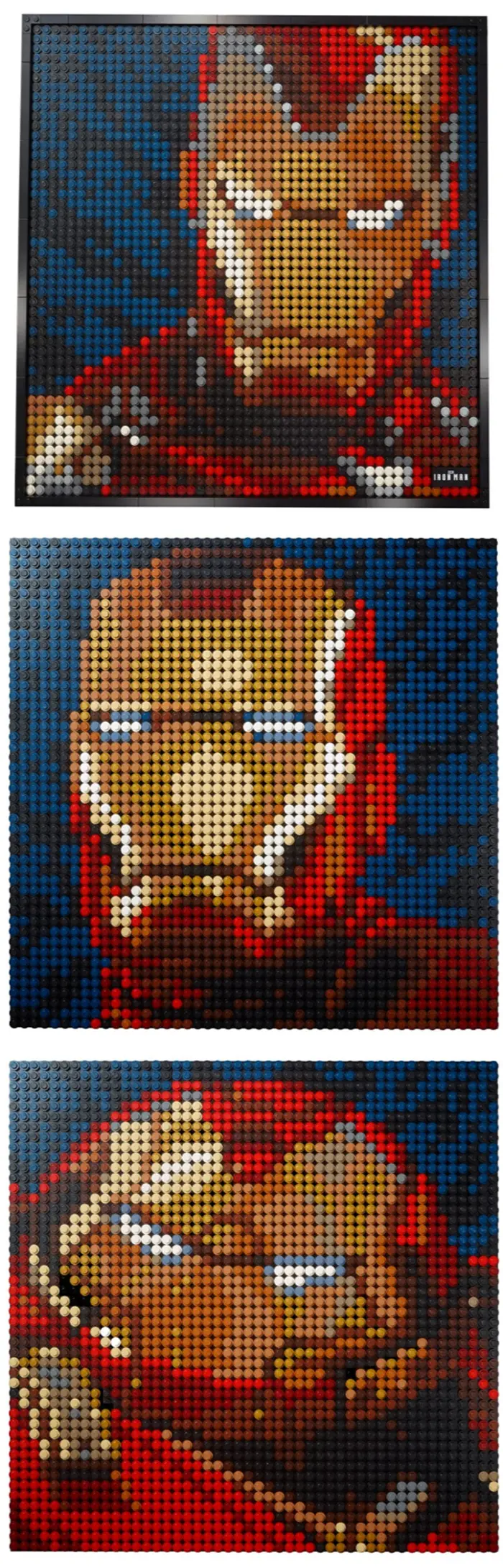 lego posters buildable portraits iron man