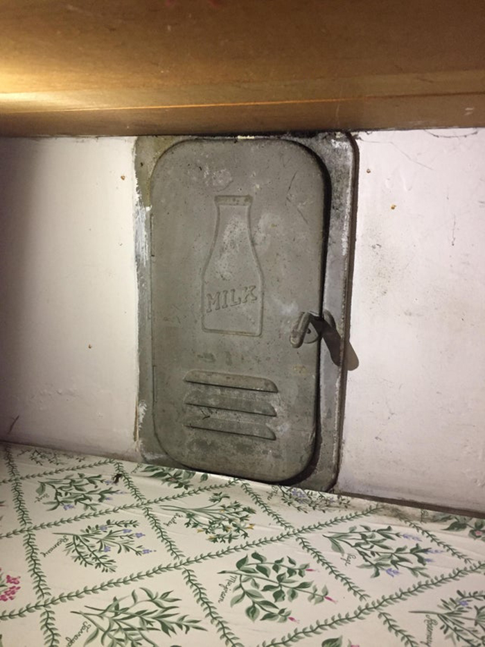little milk door discovered under the cabinets