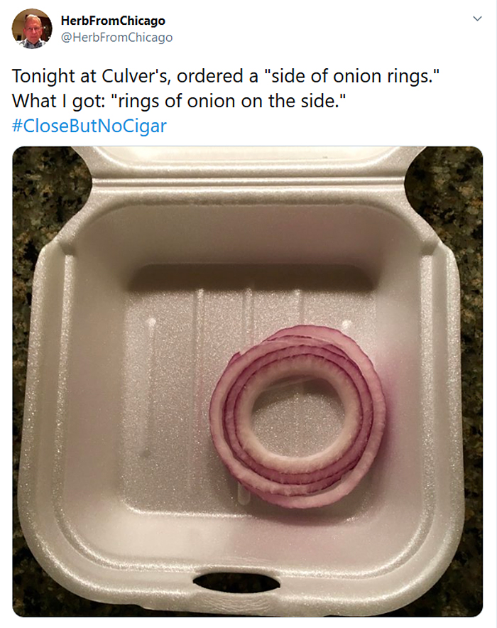 misunderstood order side of onion rings