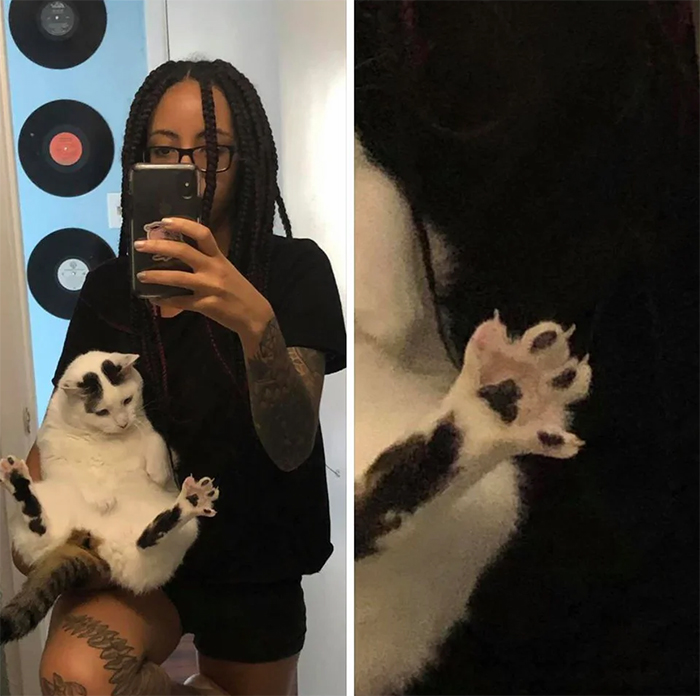 taking a selfie with murder mittens